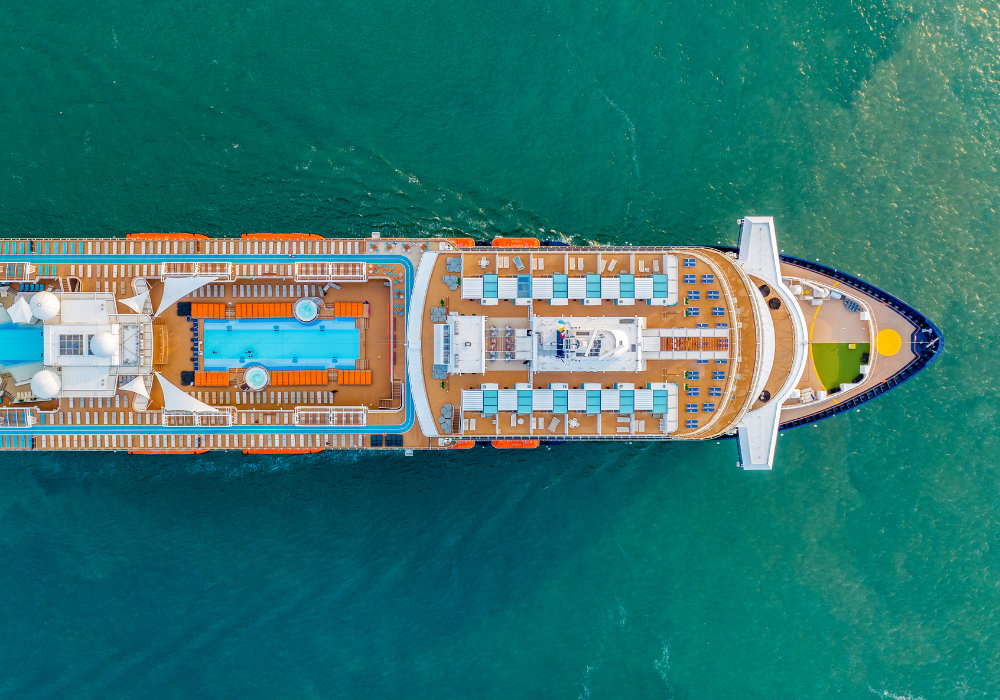 Aerial view cruise ship