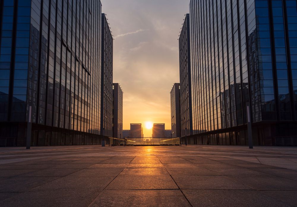City landscape viewing dawn