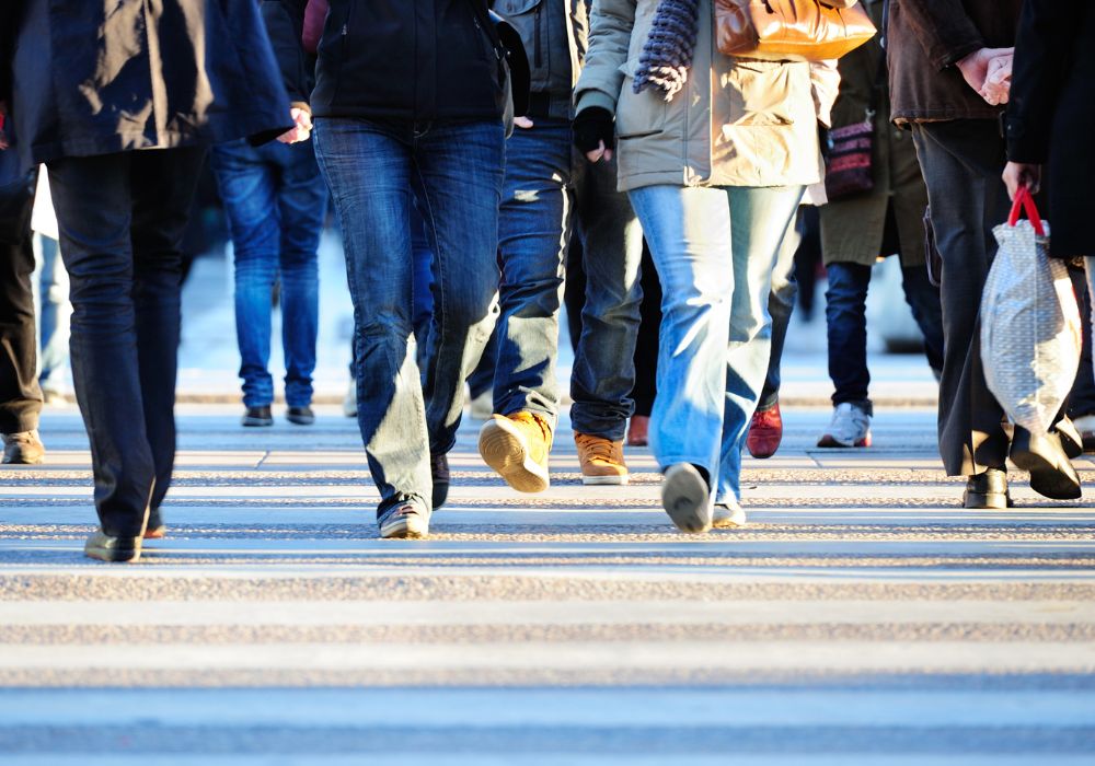People walking on city streets